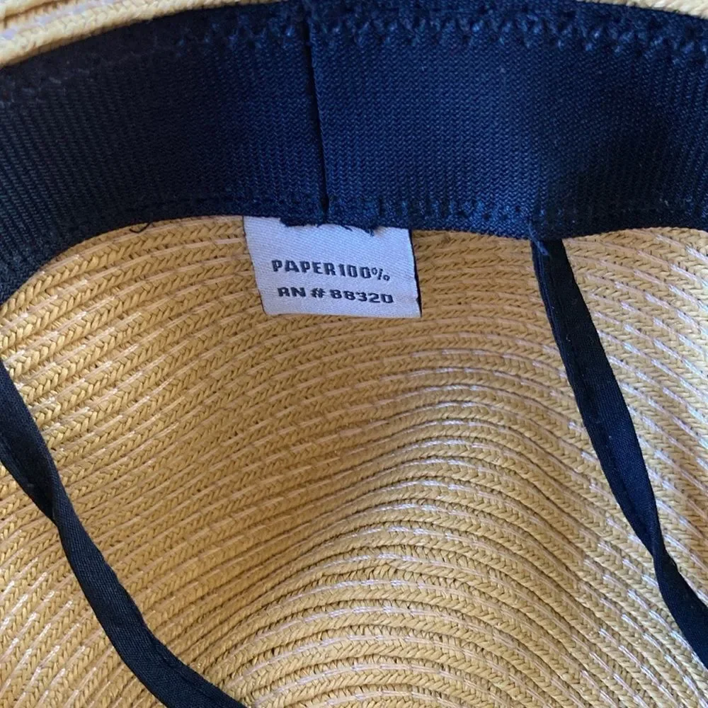 C.C Floppy Paper Straw Wide Brim Hat Embroidered Just Married OS